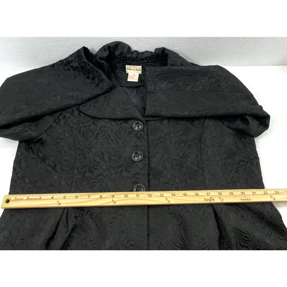 Toffee Apple Dress Coat Womens XXL Black Floral Button Up Jacket Pockets Unlined - Picture 7 of 12